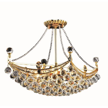 Elegant Lighting Corona 6 light Gold Chandelier Clear Spectra? Swarovski? Crystal V9800D24G/SA
